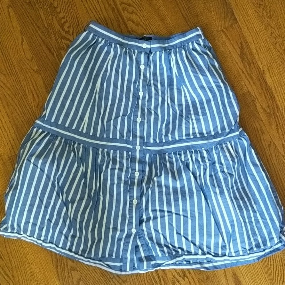 JCrew Cotton Blue striped mid-ankle skirt